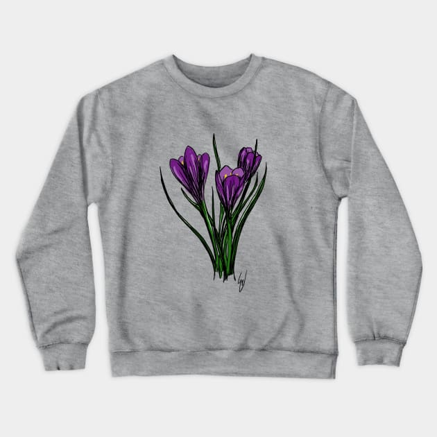 Spring Crocus Crewneck Sweatshirt by themanyartsofknight